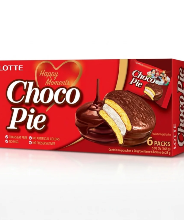 Lotte Chocopie Original 6 Piezas de 28 g – Pastelitos Coreanos con Chocolate y Relleno de Malvavisco
