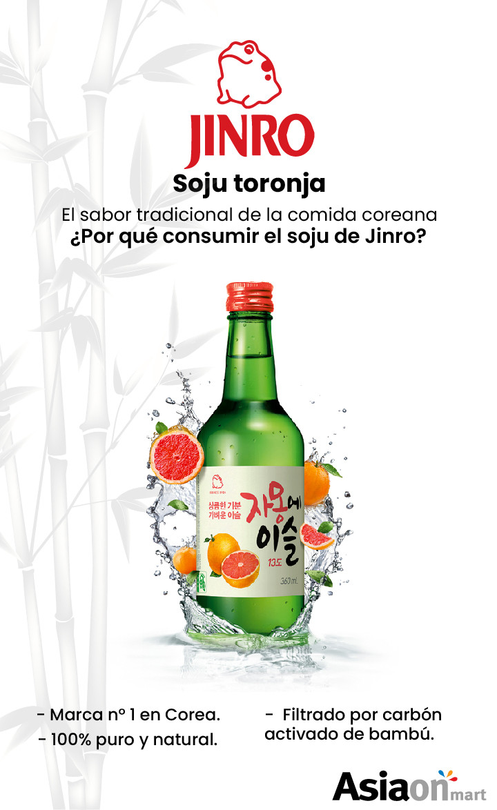 Licor Coreano Soju, Jinro, 4 sabores (Chamisul Fresh, Classic, Toronja y  Uva Verde) en 8 botellas de 360ml cada una. : : Alimentos y  Bebidas