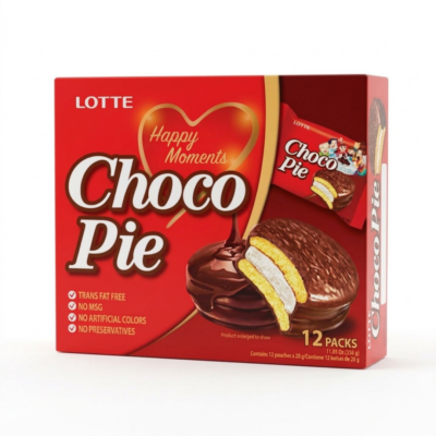 Lotte Chocopie Original 12 Piezas 117 g – Pastelitos Coreanos de Chocolate con Relleno de Malvavisco