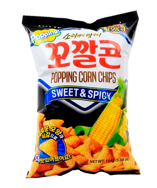 Lotte Popping Corn Chips Sweet & Spicy 144gr