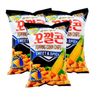 Lotte Popping Corn Chips Sweet & Spicy 144gr - Image 2