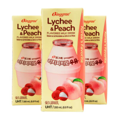 Binggrae Leche Sabor Lychee y Durazno 200ml - Image 3