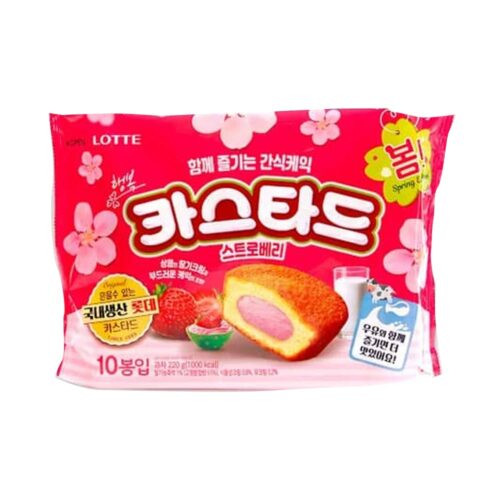 Lotte Custard Cake Fresa 10 Pzas