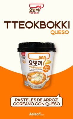Yopokki Cheese Topokki 120 g | Tteokbokki (Pasteles de Arroz) Coreano con Queso