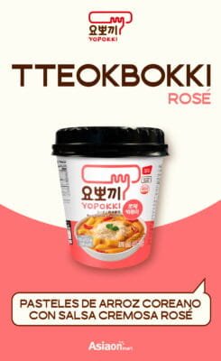 Yopokki Rosé Topokki Tomato Cream 120 g | Pasteles de Arroz Coreano con Salsa Cremosa Rosé