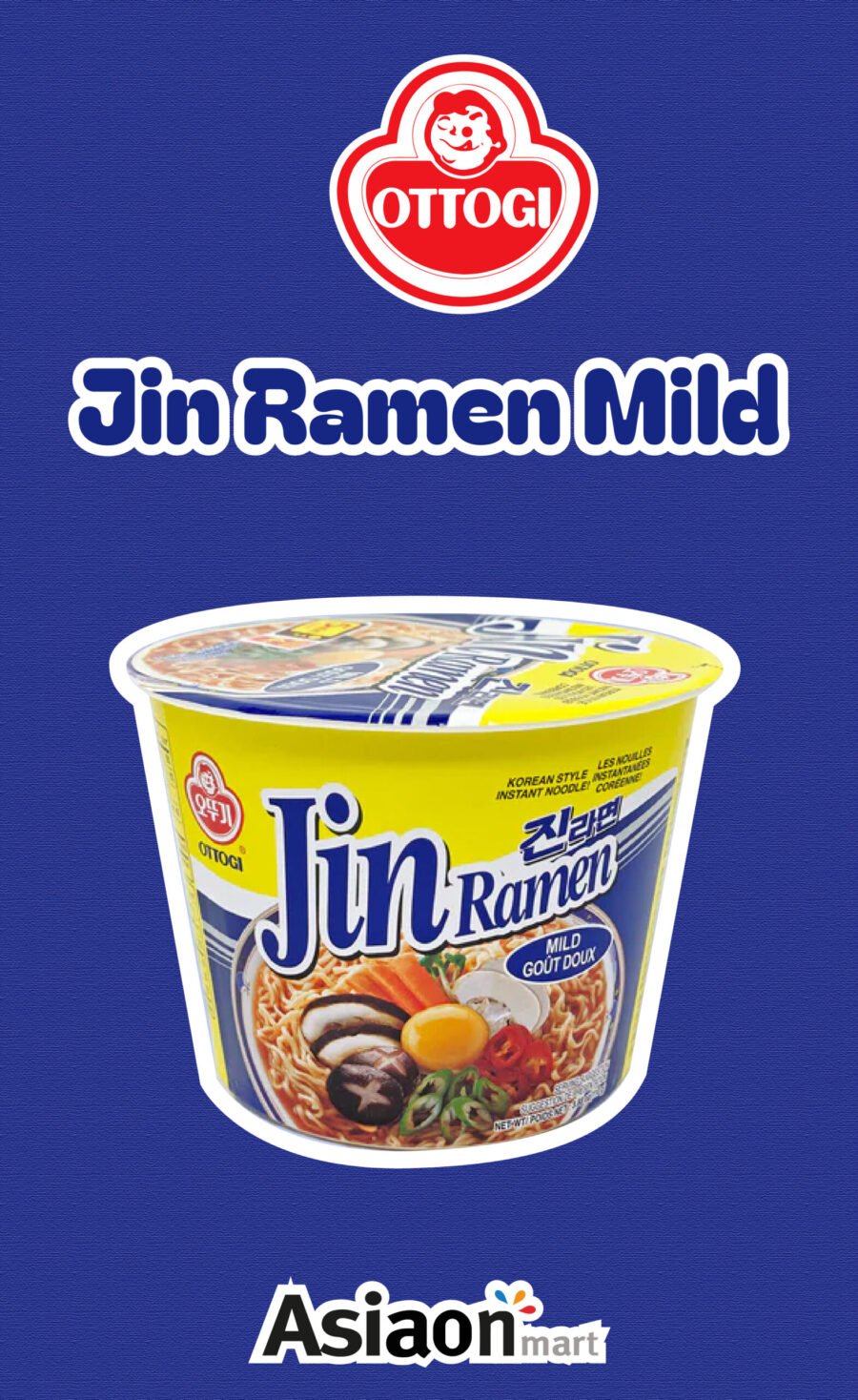 Mild Rame Ottogi Jin Ramen Mild Bowl 110gr - Asiaon Mart