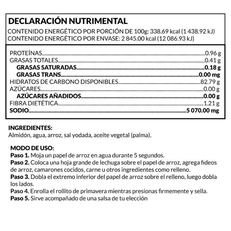 Cj Pure Papel de Arroz para Rollos Primavera 840 gr - Asiaon Mart