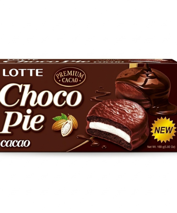 Lotte Chocopie Cacao 6 Piezas de 28 g | Pastelitos Coreanos con Chocolate