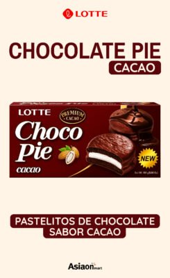 Lotte Chocopie Cacao 6 Piezas de 28 g | Pastelitos Coreanos con Chocolate