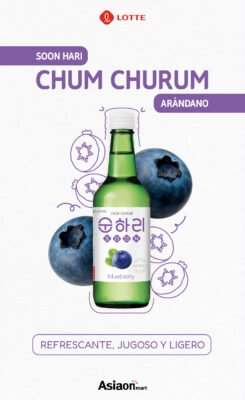 Lotte Soju Chum Churum Blueberry 360 ml | Bebida Coreana Sabor Arándano