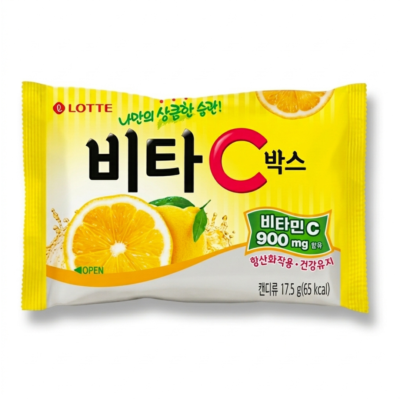 Lotte Pastillas de Limón Vita C 17.5 g | Dulces Coreanos Sabor Cítrico