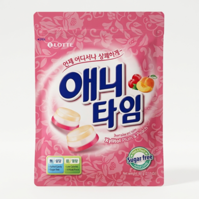 Lotte Anytime Xylitol Plum & Peach 60 g | Dulces Coreanos Sabor Ciruela y Durazno