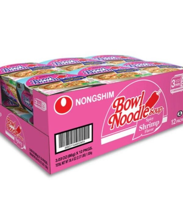 Nongshim Bowl Shrimp Spicy Paquete 12 Piezas 86 Gr C/u