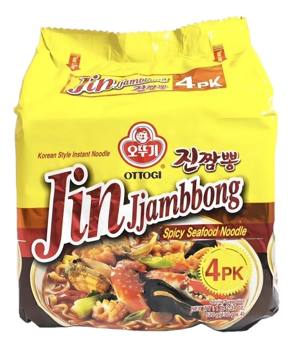 Ottogi Jin Jjambbong Spicy Seafood Paquete 4 pz de130gr