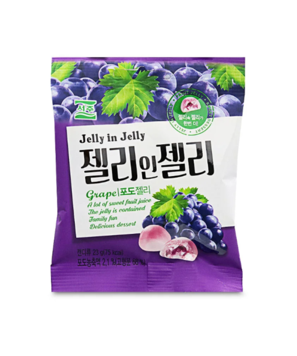 Seoju Jelly In Jelly Relleno de Uva 23 g | Dulce Coreano con Sabor a Uva