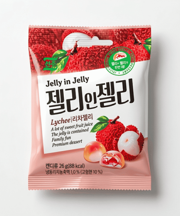 Seoju Jelly in Jelly Lychee 28 g | Gomitas Coreanas Rellenas de Lichi