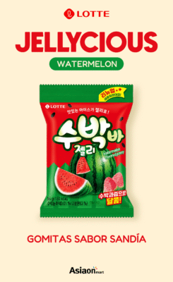 Lotte Jellycious Gomitas Sabor Sandía 56g | Deliciosas Gomitas Coreanas Importadas