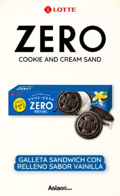 Lotte Zero Galleta Sandwich Vainilla 96 g | Galletas Coreanas Sin Azúcar