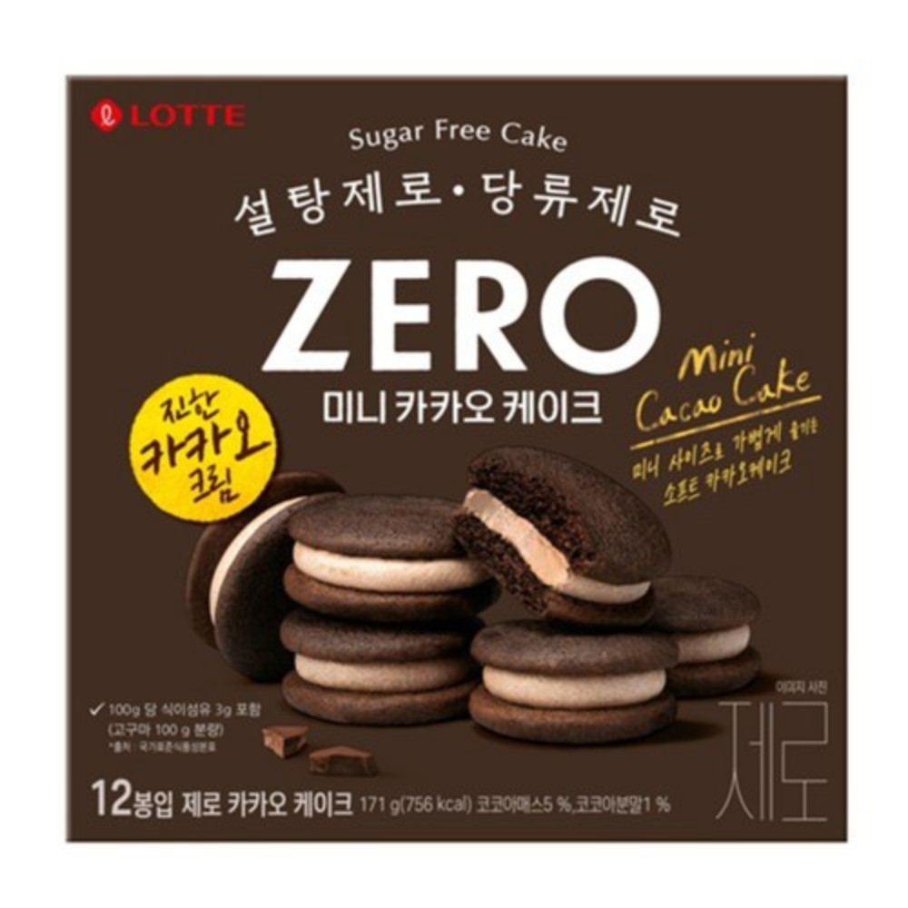 Lotte Zero Cacao Cake 171 gr 12 Paquetes