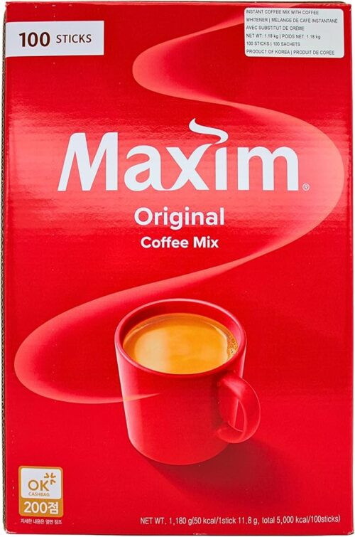 Café Soluble Maxim Original Coffee Mix 100 Sobres de Café Coreano Instantáneo
