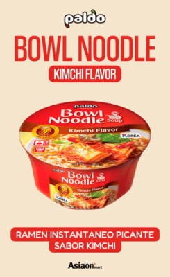 Paldo Bowl Noodle Kimchi 86 g | Ramen Coreano Instantáneo Sabor Kimchi