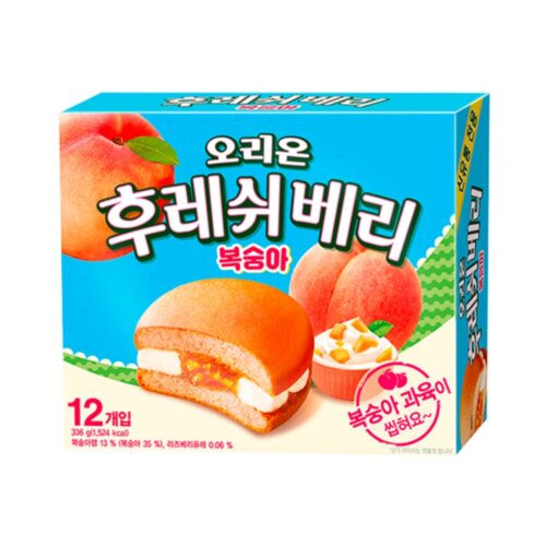 Orion Custard Con Relleno de Durazno 12 pz