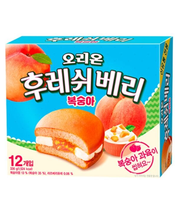 Orion Custard Con Relleno de Durazno 12 pz