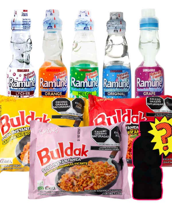 3 Ramen Buldak + 1 Sangaria Ramune + 1 Bebida Sorpresa
