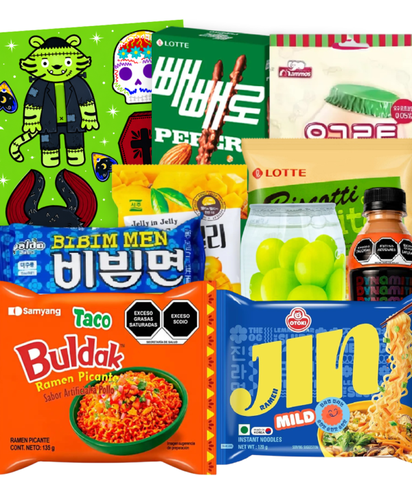 Paquete Halloween Frankenstein Dulces Snacks Ramen Coreano